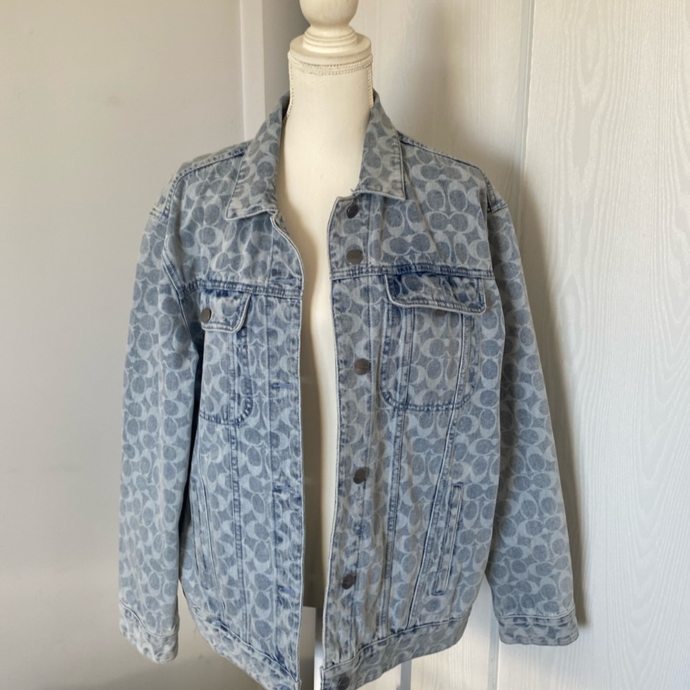 Coach Light Wash Logo-Print Denim Jacket